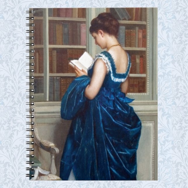 Elegant Victorian Woman Reading in Library  Notebook (Creator Uploaded)