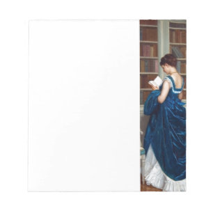 Elegant Victorian Woman Reading in Library  Notepad