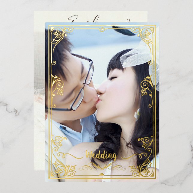 Elegant Victorian Your Photo Back & Front Gold  (Front/Back)