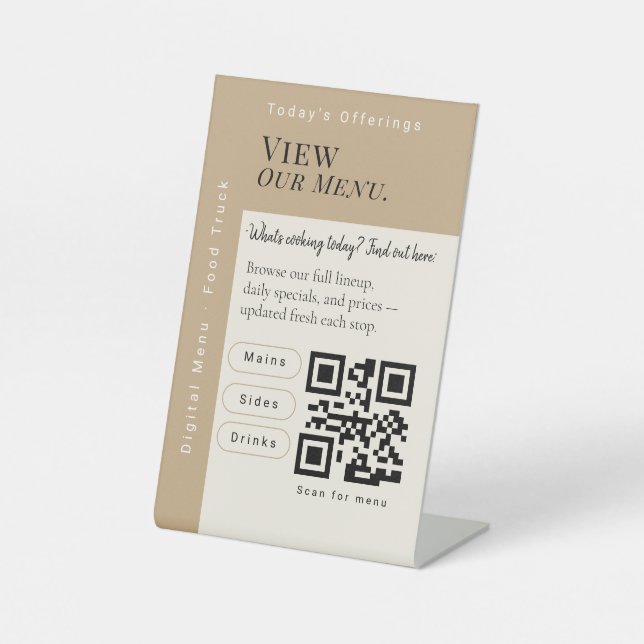 Elegant View Menu QR Code Sign | Digital Menu  (Front)