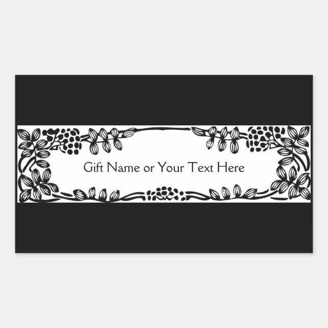 Elegant Vine Border Gift Bag or All Occasion Black Rectangular Sticker (Front)