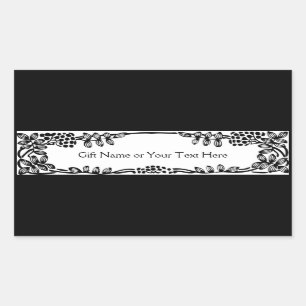 Elegant Vine Border Gift Bag or All Occasion Black Rectangular Sticker