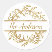 Elegant Vine Leaf Wreath Family Name Envelope Seal