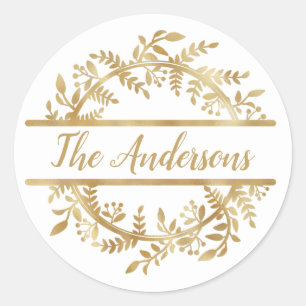 Elegant Vine Leaf Wreath Family Name Envelope Seal