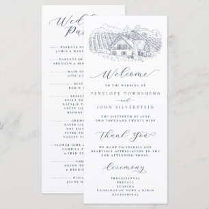 Elegant Vineard Illustration Destination Wedding Programme