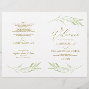 Elegant Vines & Gold Calligraphy Wedding Programs