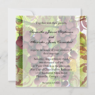 Elegant Vineyard Purple/Green Grapes Wedding Invitation
