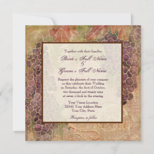 Elegant Vineyard Rustic Winery Grapes Wedding Invitation