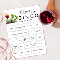 Elegant Vino Before Vows Bridal Shower Bingo Card