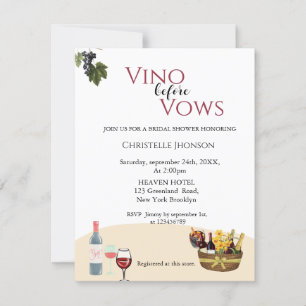 Elegant Vino before vows bridal shower invitation