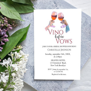 Elegant Vino before vows bridal shower invitation