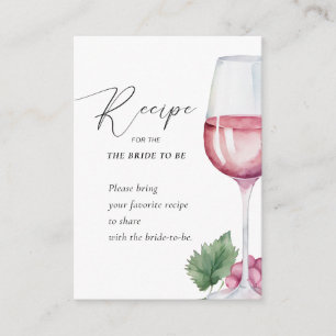 Elegant Vino before Vows Bridal Shower Recipe Card