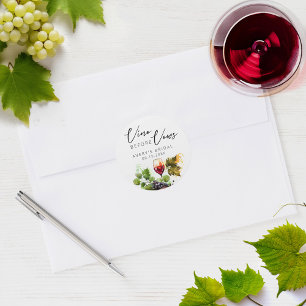 Elegant Vino Before Vows Watercolor Wine Tasting Classic Round Sticker