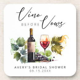 Elegant Vino before Vows Watercolor Winery Coaster