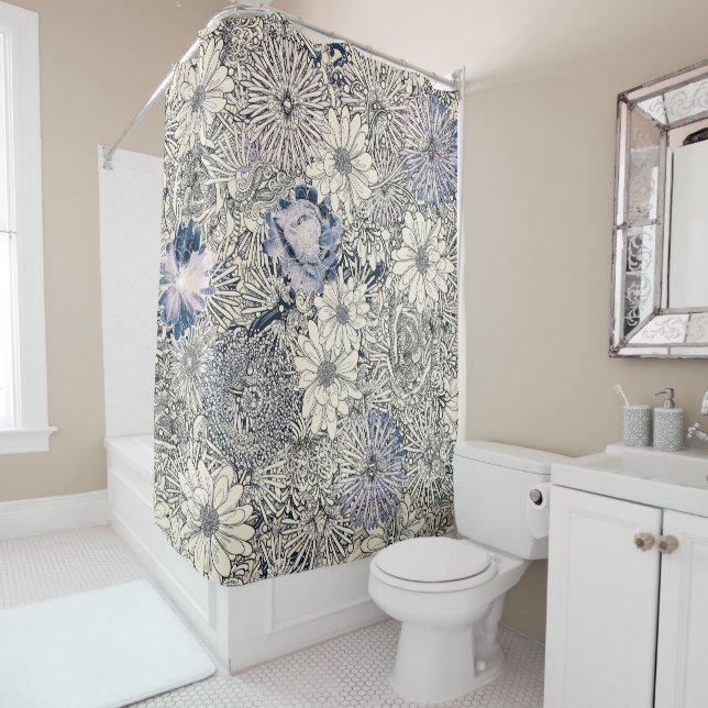 Elegant Vintage Abstract Floral Background |  Shower Curtain (In Situ)