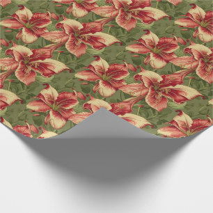 Elegant Vintage Amaryllis Belladonna Floral Wrapping Paper