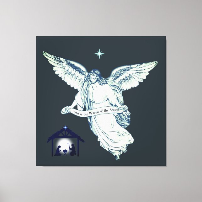 Elegant Vintage Angel with Bethlehem Canvas Print (Front)
