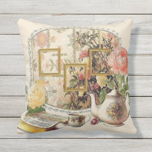 Elegant Vintage Antique Victorian Tea Room Decor Cushion