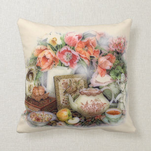 Elegant Vintage Antique Victorian Tea Room Decor Cushion
