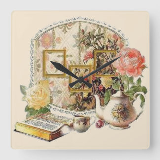 Elegant Vintage Antique Victorian Tea Room Square Wall Clock