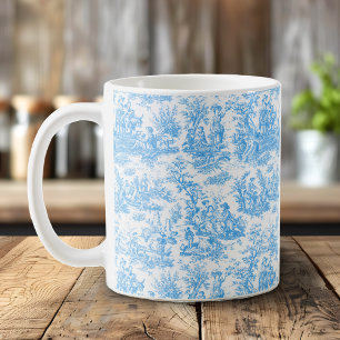 Elegant vintage aqua blue toile de jouy  coffee mug