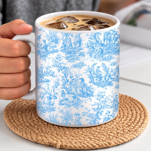 Elegant Vintage Aqua Blue Toile French Countryside Coffee Mug