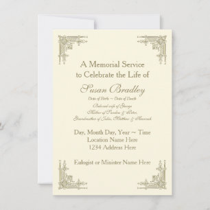 Elegant Vintage Art Deco 1 Memorial Service Invitation