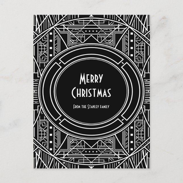 Elegant vintage art deco Merry Christmas Postcard (Front)