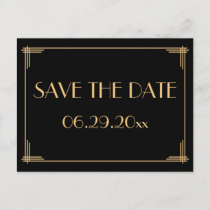 Elegant Vintage Art Deco Save The Date Announcement Postcard