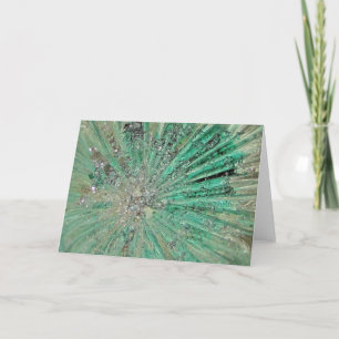 Elegant Vintage Art Glass Christmas Aqua Teal Ice Holiday Card