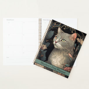 Elegant Vintage Art Nouveau Cat 2024 Planner