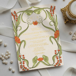 Elegant Vintage Art Nouveau Floral Frame Wedding