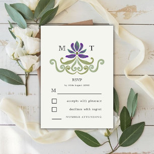 Elegant Vintage Art Nouveau Floral Wedding RSVP Card