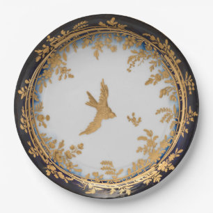 Elegant Vintage Artwork Gold Bird Swallow Paper Plate