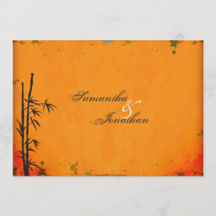 Elegant Vintage Asian Bamboo Wedding Invitation