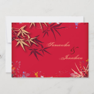 Elegant Vintage Asian Bamboo Wedding Invitation