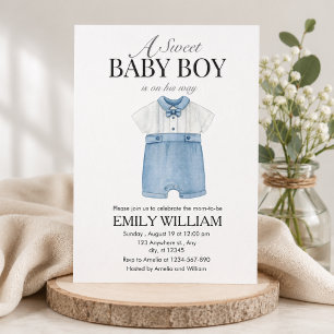 Elegant Vintage Baby Boy Outfit Baby Shower Invitation
