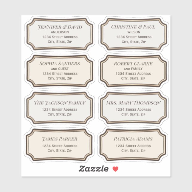 Elegant vintage badge CC0898 Guest adress labels   (Sheet)