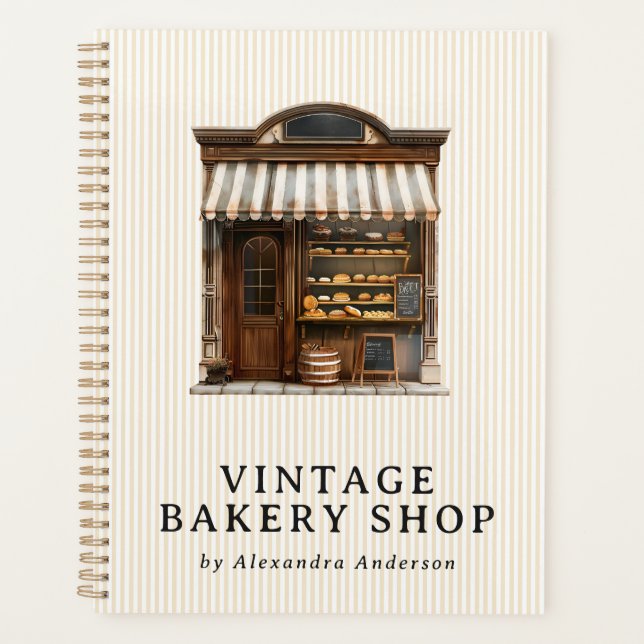 Elegant Vintage Bakery Shop Planner (Front)