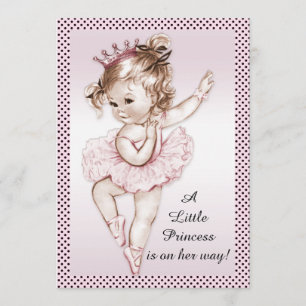 Elegant Vintage Ballerina Princess Baby Shower Invitation