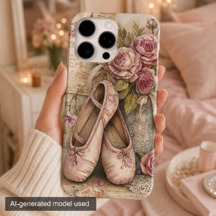 Elegant Vintage Ballet Shoes and Roses Phone Case