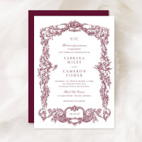 Elegant Vintage Baroque Floral Burgundy Wedding