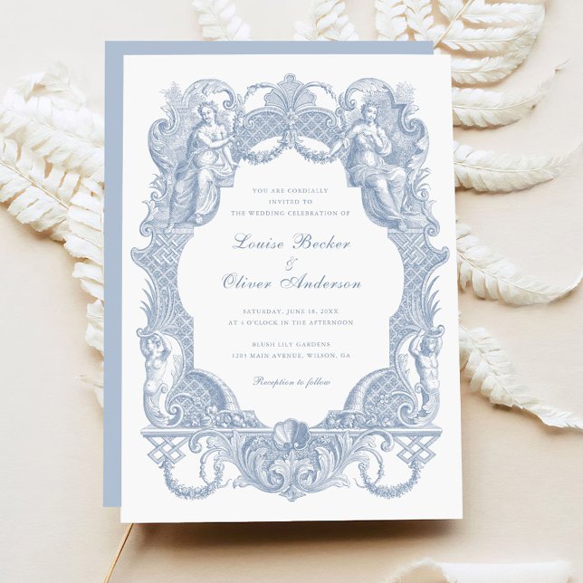 Elegant Vintage Baroque Floral Frame Wedding Invitation (Creator Uploaded)