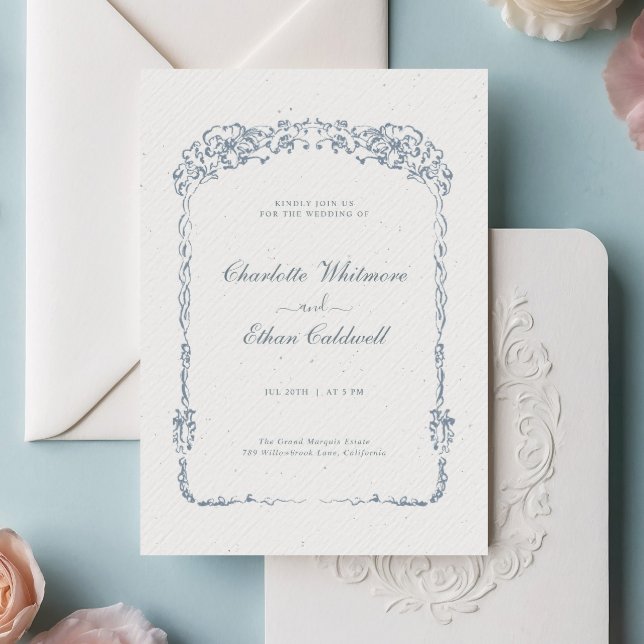 Elegant Vintage Baroque Floral Frame Wedding Invitation (Creator Uploaded)