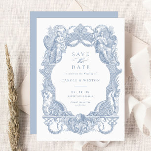 Elegant Vintage Baroque Floral Wedding Save Date Invitation
