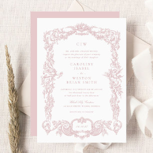 Elegant Vintage Baroque French Blush Frame Wedding Invitation
