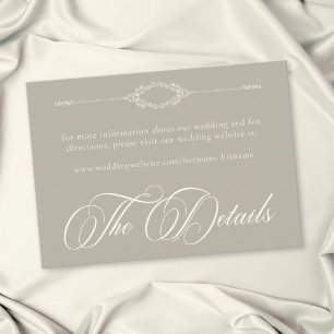 Elegant Vintage Baroque Neutral Tan Ivory Wedding Enclosure Card