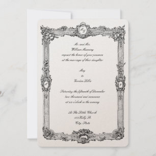 Elegant Vintage Baroque Rococo Frame Wedding Invitation