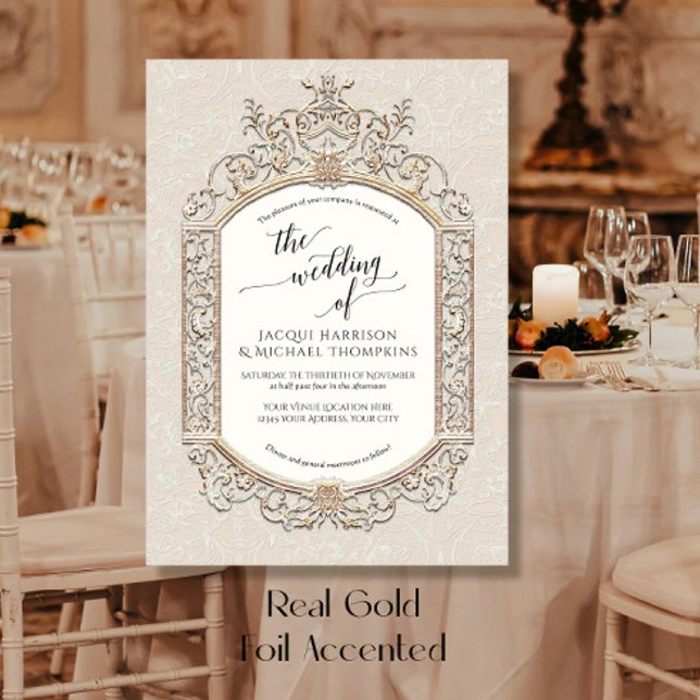 Elegant Vintage Baroque Scrollwork Ecru Beige Gold (Creator Uploaded)