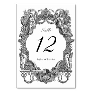 Elegant Vintage Baroque Toile Frame Wedding Table Number